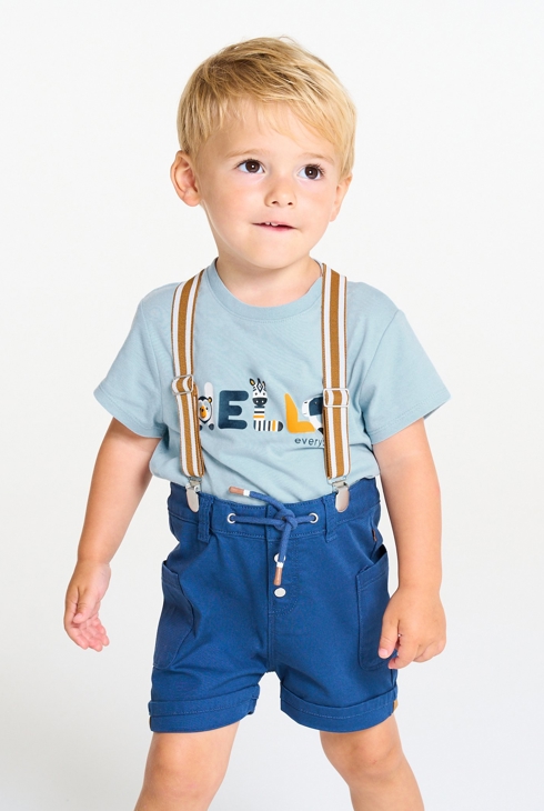 T-shirt animaux savane bleu bébé garçon 1