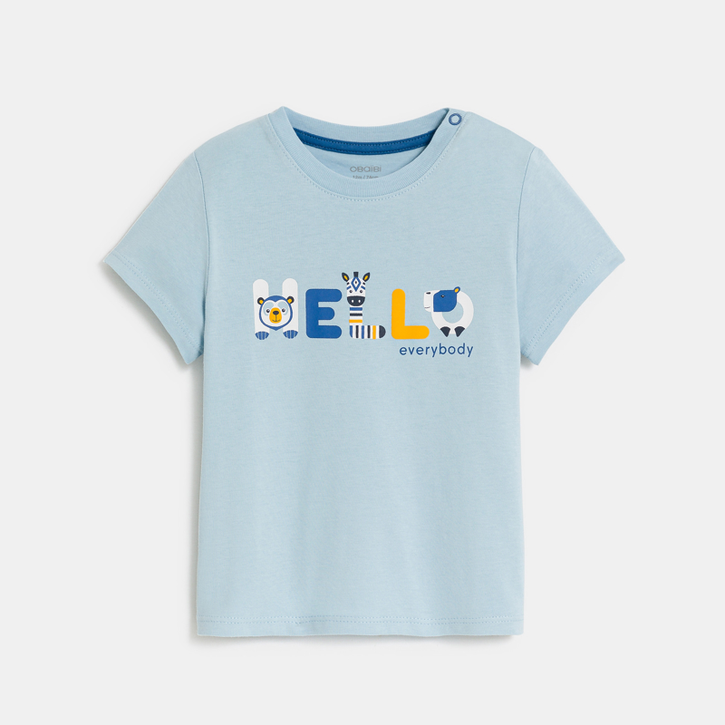OBAIBI - T-shirt animaux savane bleu bébé garçon - Garcon