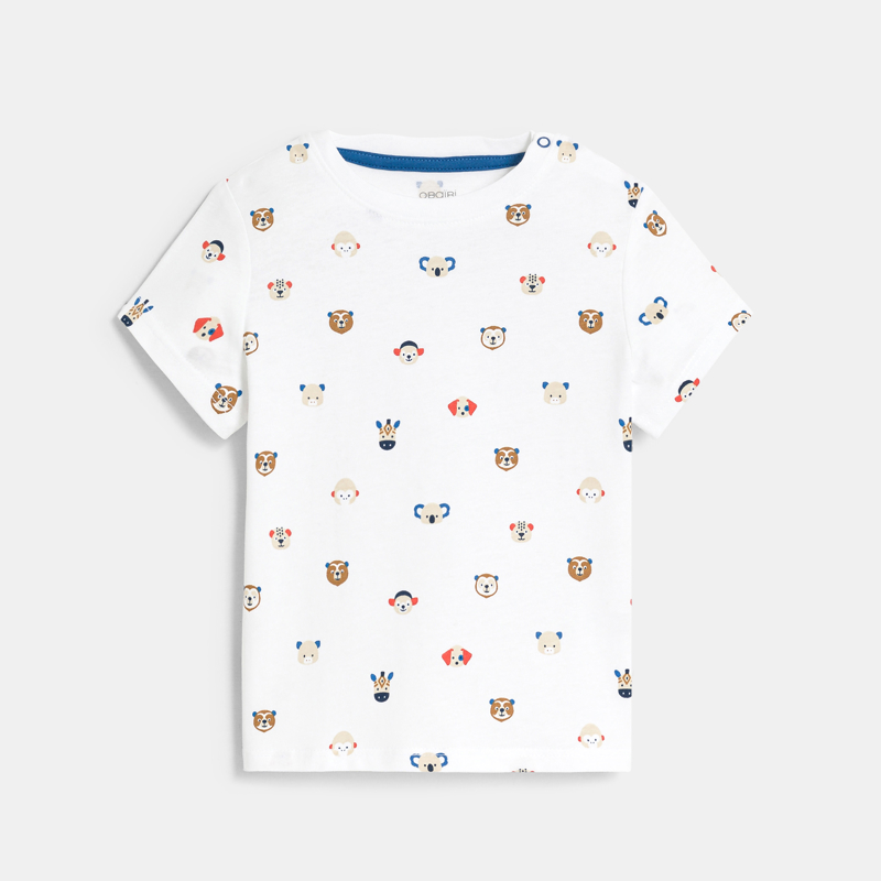 Weißes T-Shirt mit Tieren Baby Jungen