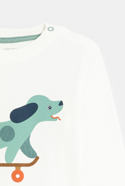 Baby boy's white skateboarding dog T-shirt 2