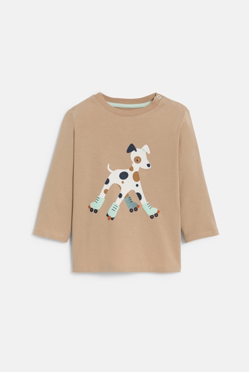 T-shirt chien rollers marron bébé garçon 1
