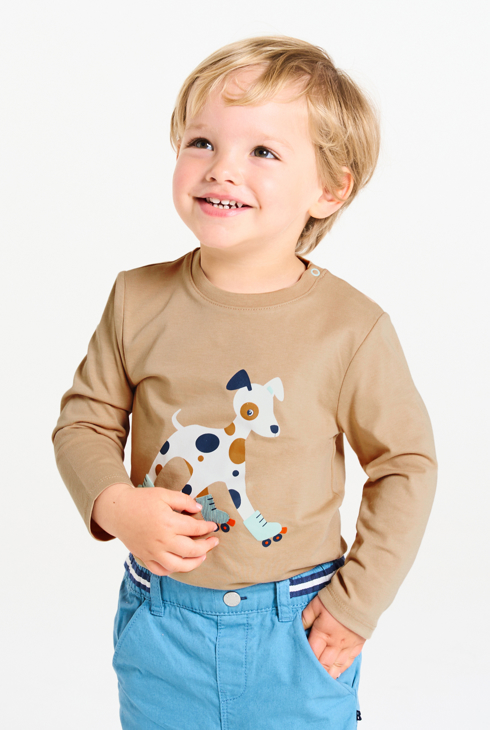 T-shirt chien rollers marron bébé garçon 1