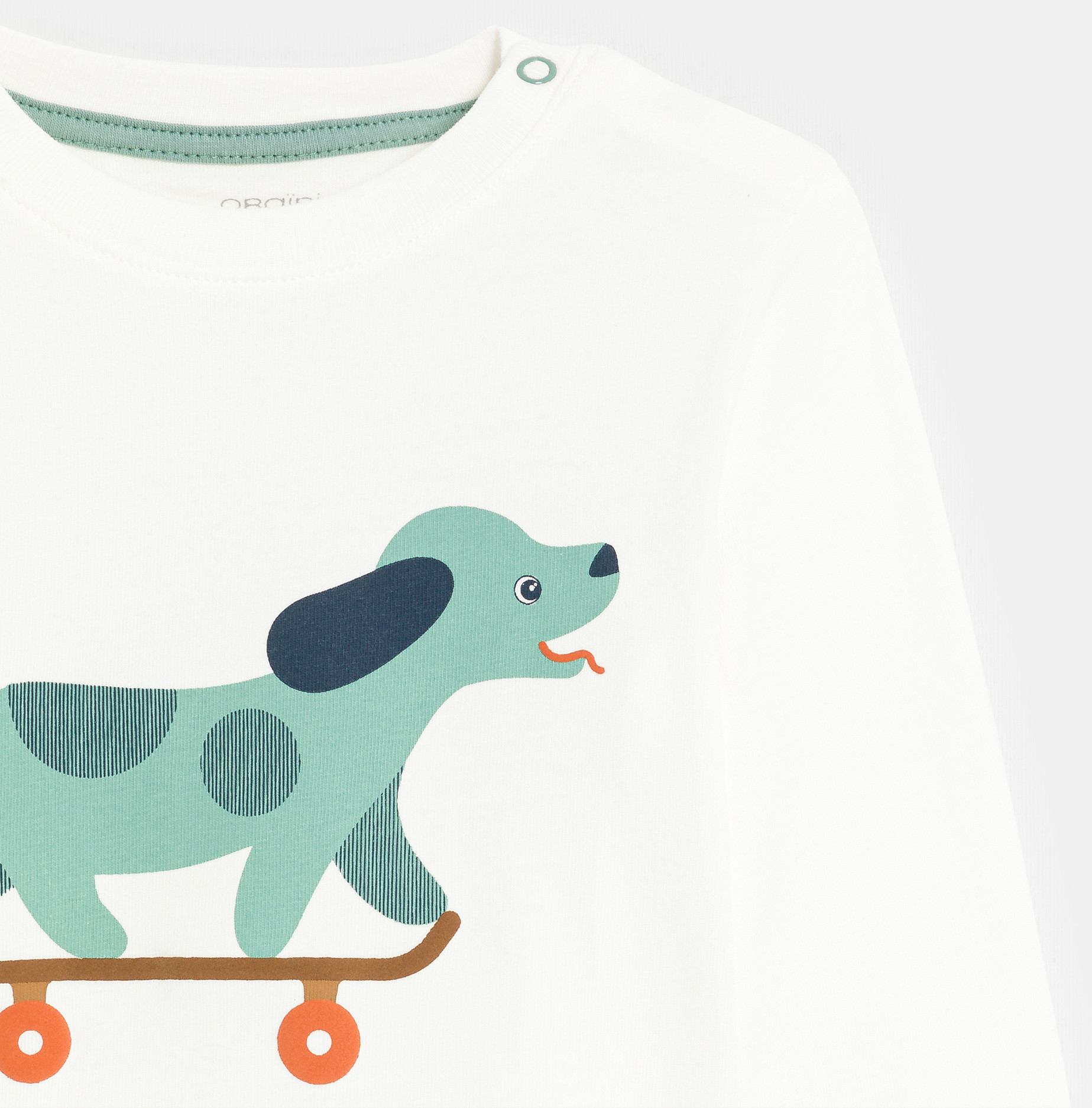 Weißes T-Shirt mit Hund und Skateboard Baby Jungen 2