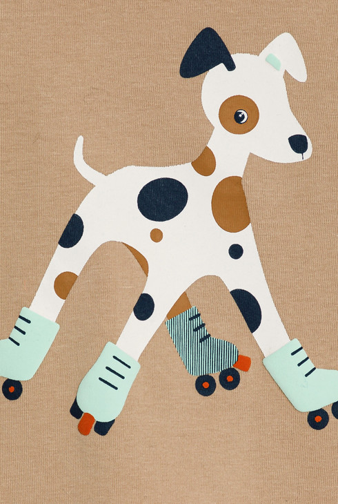 T-shirt chien rollers marron bébé garçon 2