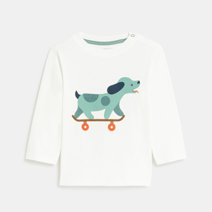 Wit T-shirt met skatend hondje voor babyjongens 1