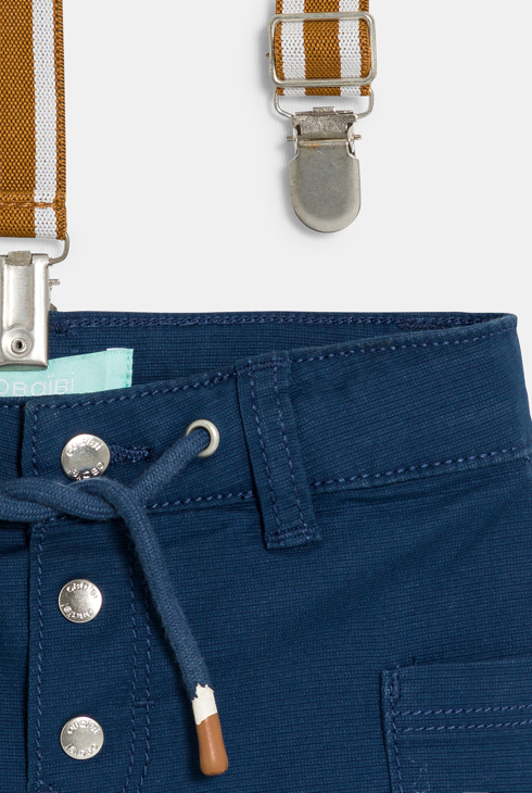 Short coton fantaisie à bretelles bleu bébé garçon