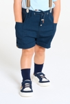 Short coton fantaisie à bretelles bleu bébé garçon 4