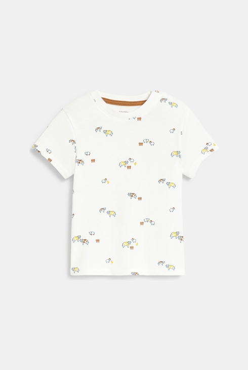 Salopette courte et t-shirt animaux jaune bébé garçon