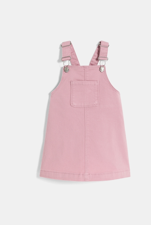 Robe salopette sergé de coton mauve bébé fille
