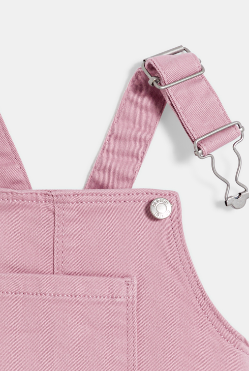 Robe salopette sergé de coton mauve bébé fille