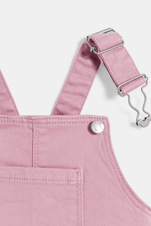 Baby girl's mauve cotton serge dungaree dress 2