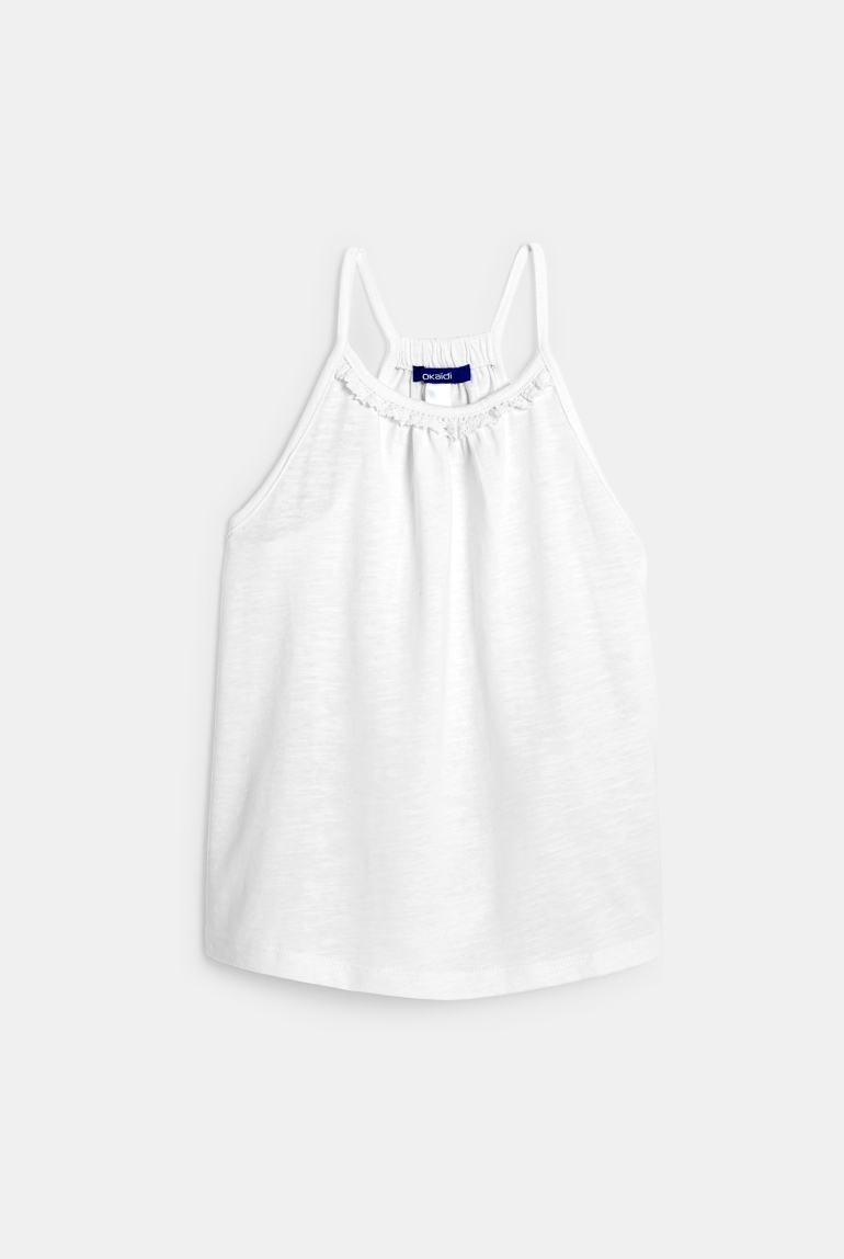 Débardeur uni détail crochet blanc Fille 1