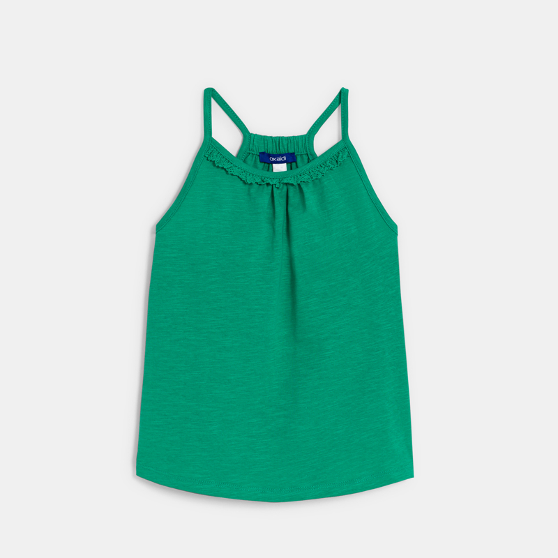 Débardeur uni détail crochet vert Fille - 3A