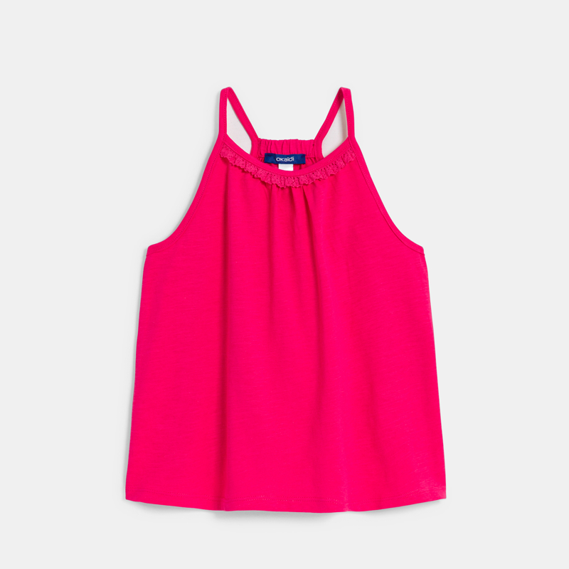 Débardeur uni détail crochet rose Fille - 3A