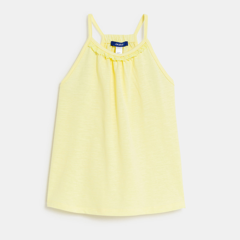 Débardeur uni détail crochet jaune Fille - 10A
