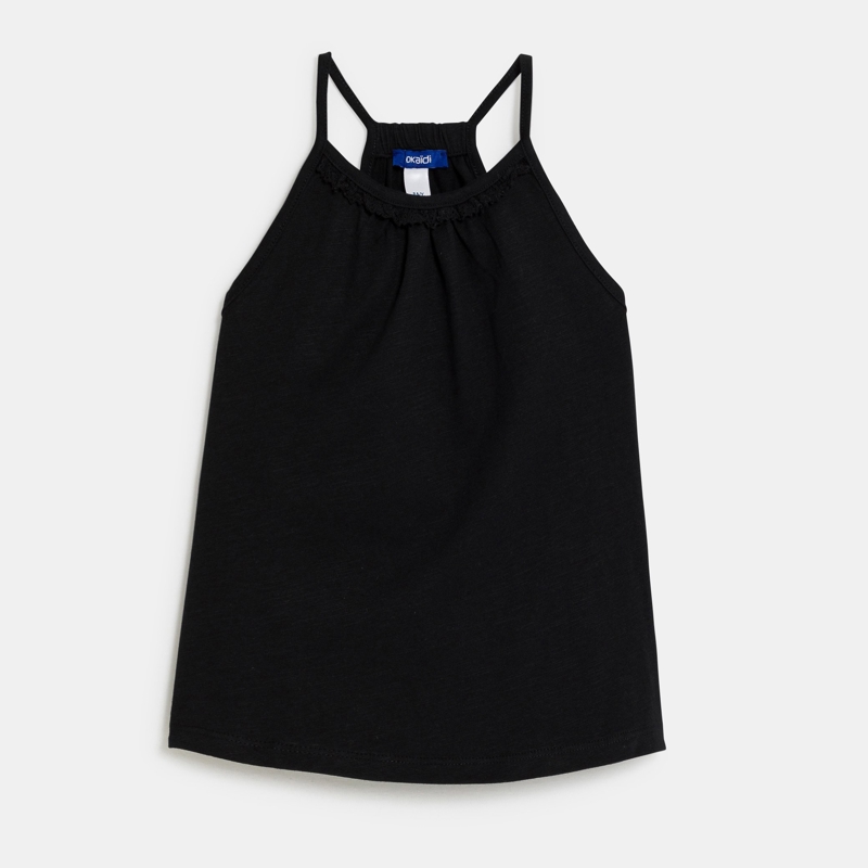 Débardeur uni détail crochet noir Fille - 12A
