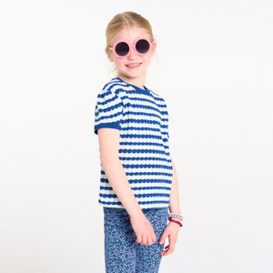 Girl's blue striped short-sleeve jumper 1