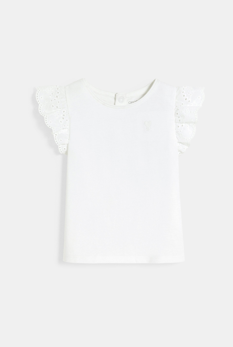 Camiseta mangas bordado inglés blanca bebé niña 1