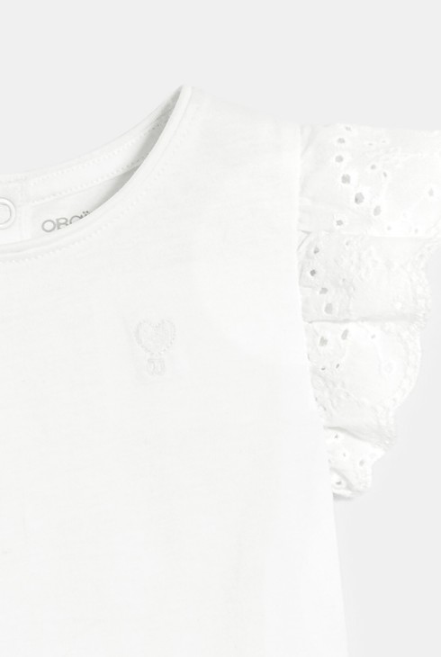 Weißes T-Shirt mit englischer Stickerei Baby Mädchen 2