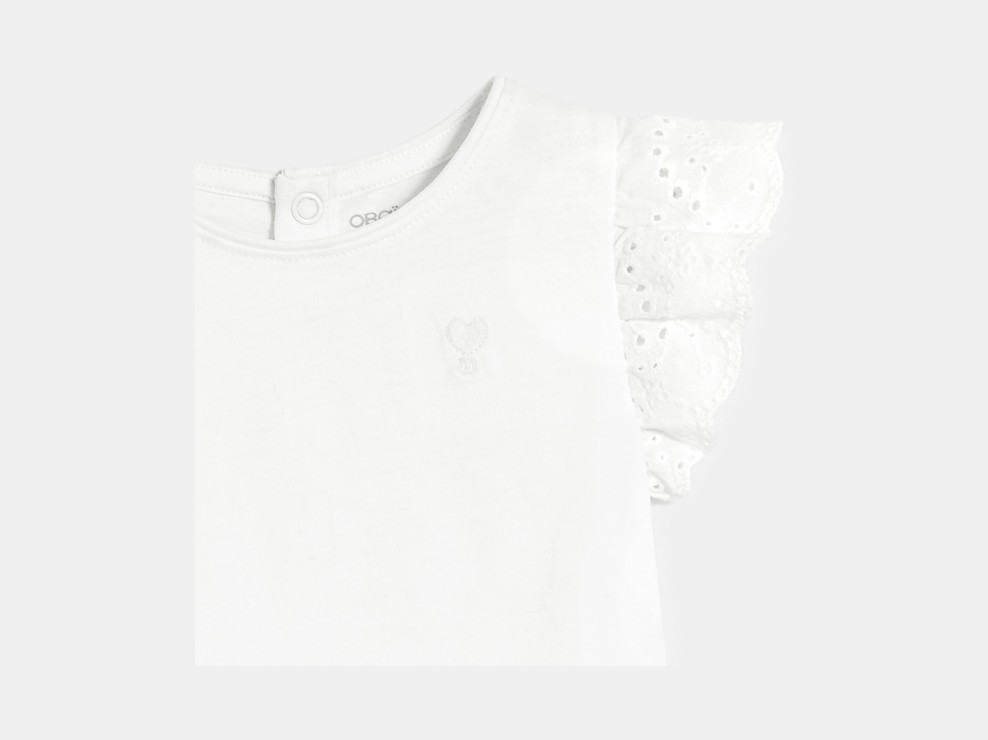 T-shirt manches broderies anglaises blanc bébé fille 2