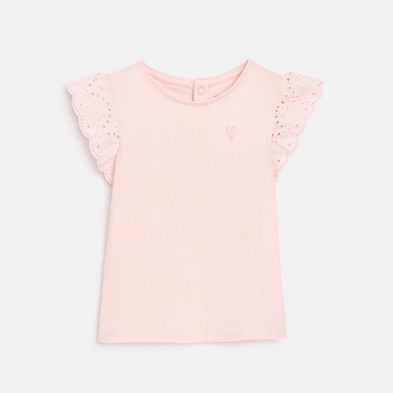 Rosa T-Shirt mit Lochstickerei Kleinkind Mädchen