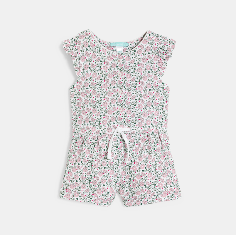 Kurzer Einteiler in Rosa mit Blumenmotiv Baby Mädchen