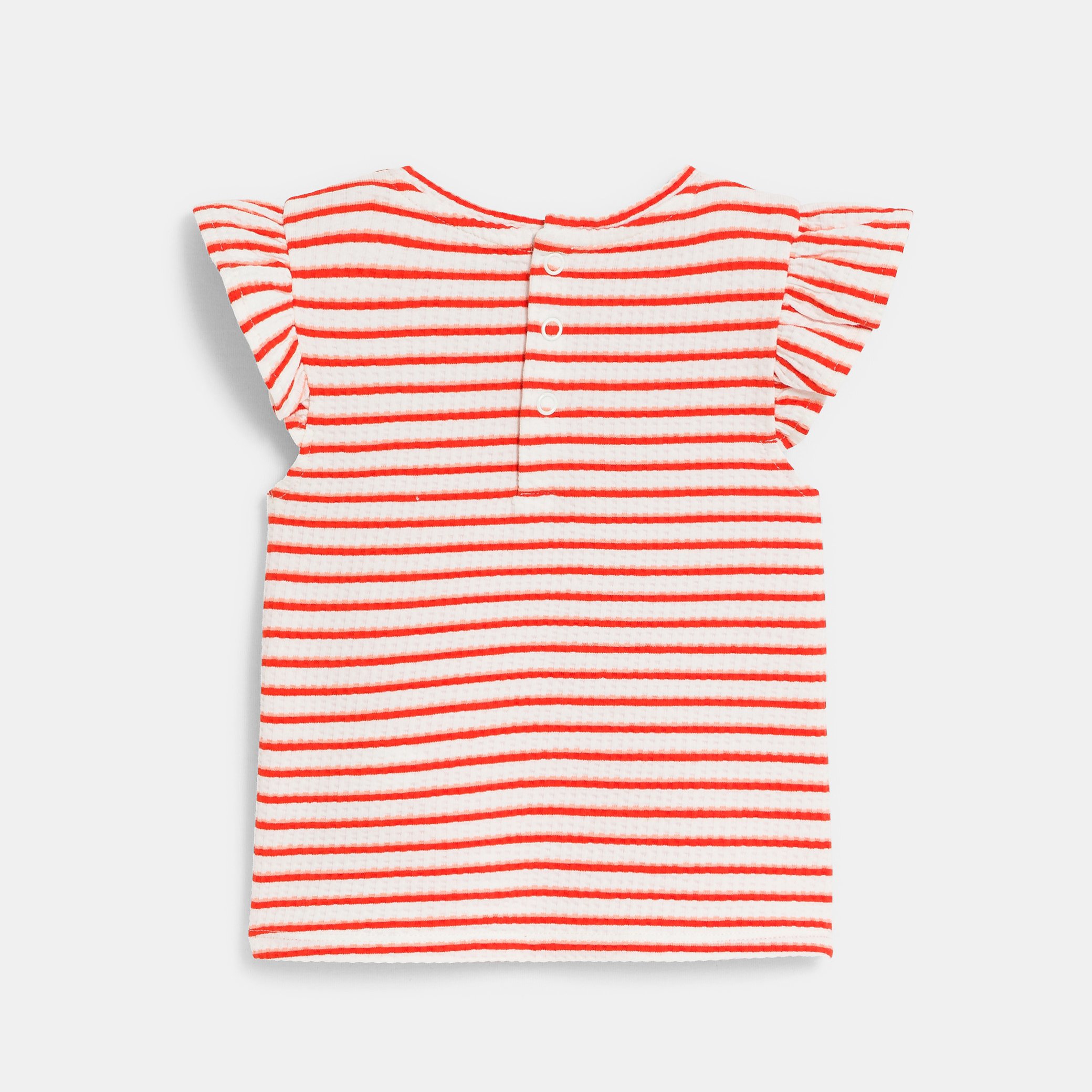 Baby girl's red striped waffle cotton T-shirt Okaïdi & Obaïbi