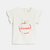 T-shirt brodé pomme d'amour blanc bébé fille