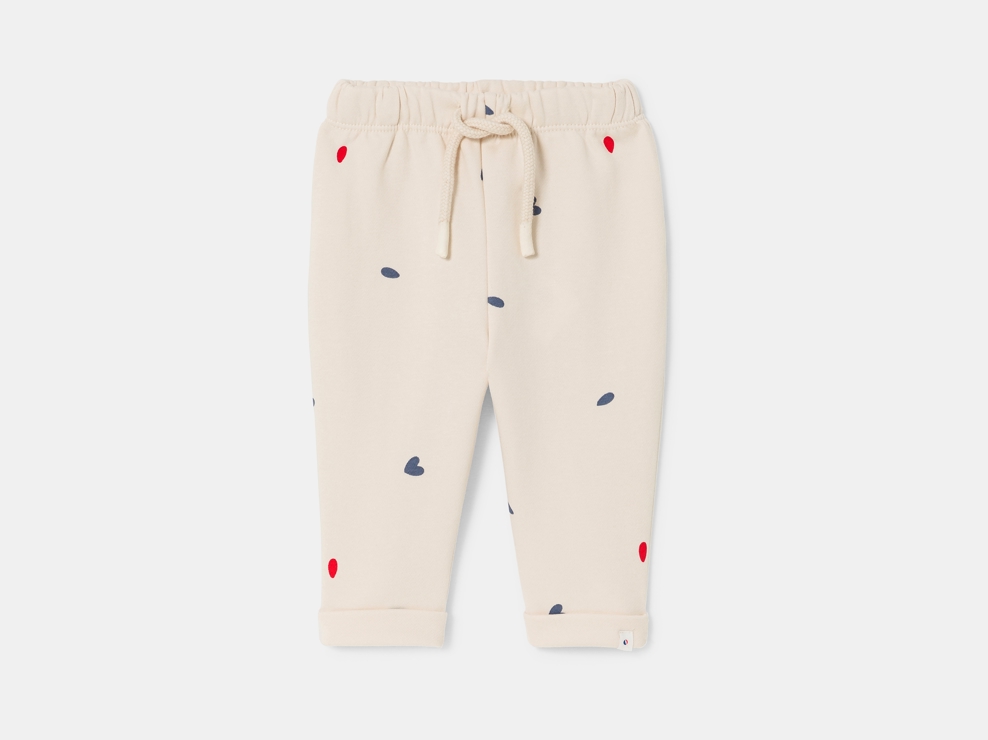 Pantalon molleton cœurs rose bébé fille 1