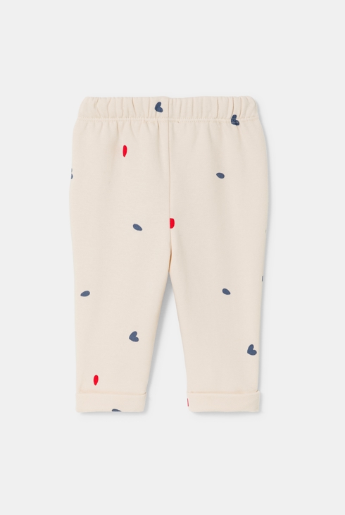 Pantalon molleton cœurs rose bébé fille