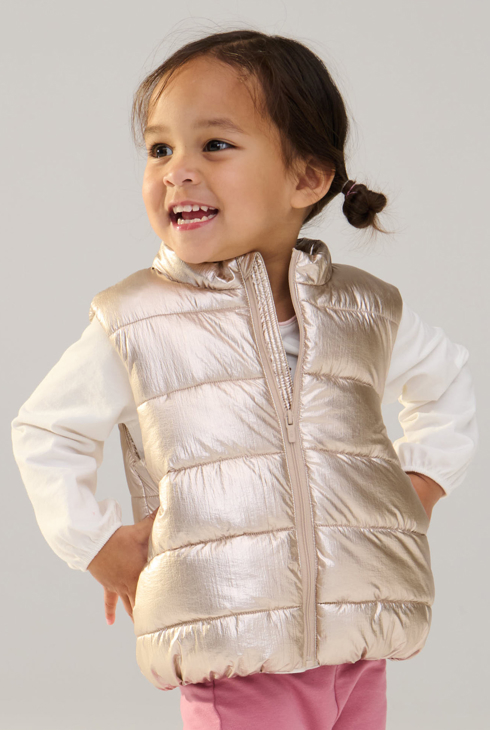 Ärmellose irisierende Steppjacke Baby Mädchen. 1