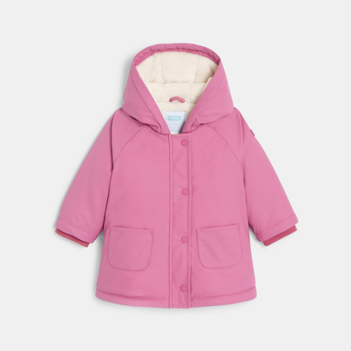 Parka Déperlante Doublée À Capuche Rose Bébé Fille - Muscat - 5A - OBAIBI