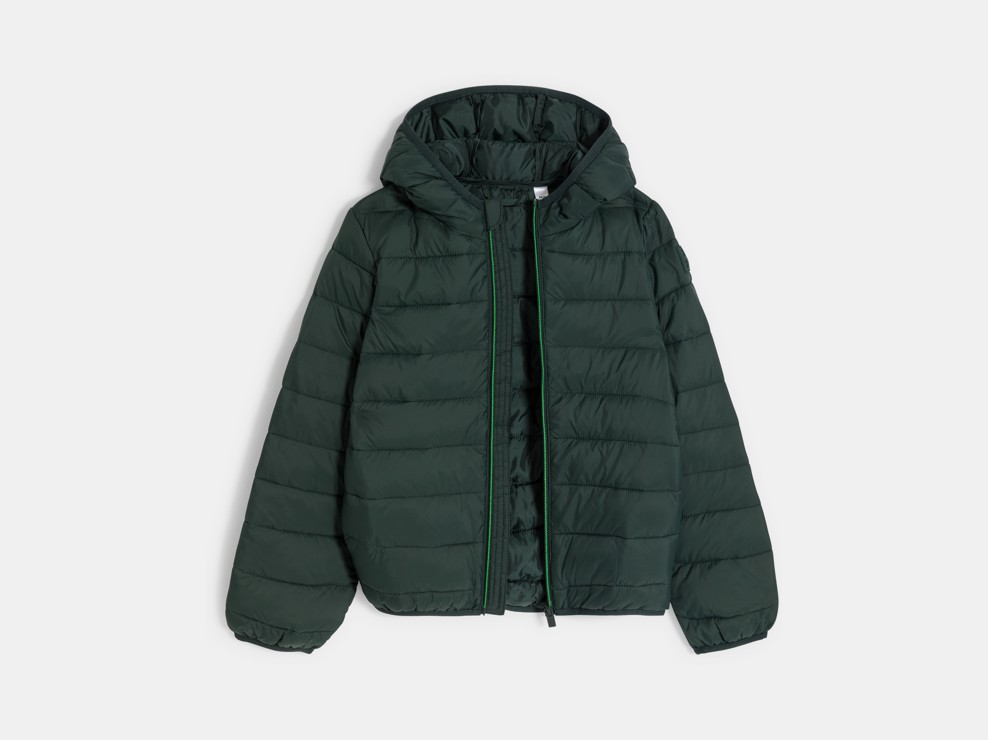 Piumino con cappuccio verde scuro bambino 2