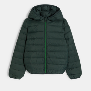 Boy's dark green hooded down jacket 1