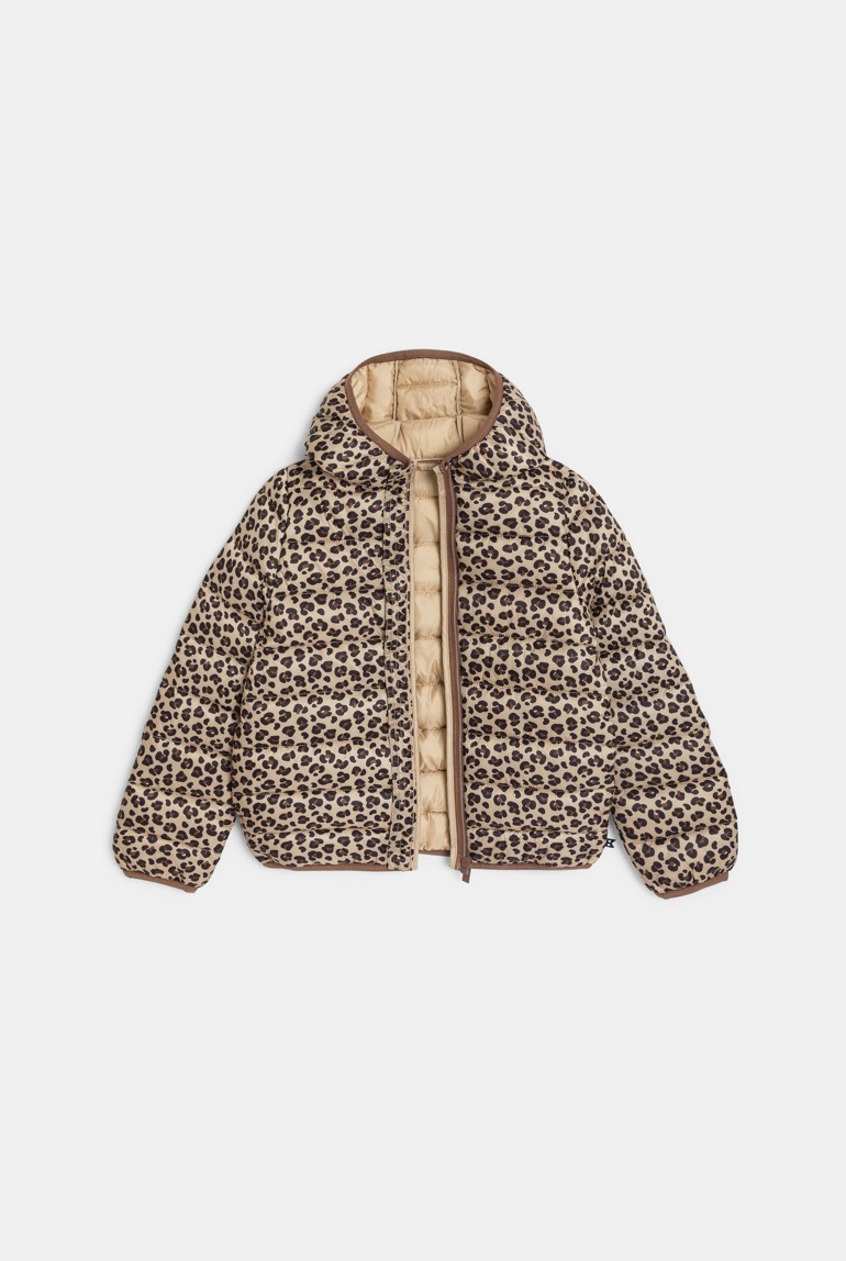 Girl's leopard hooded down jacket Okaïdi & Obaïbi