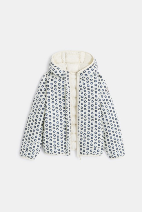 Girl's floral print down jacket with hood 2