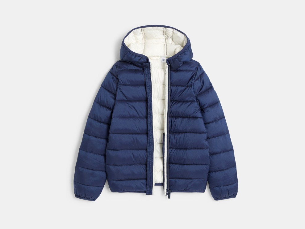 Doudoune à capuche unie bleu marine Fille 2