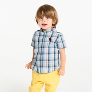 Chemise à carreaux bleu bébé garçon 1