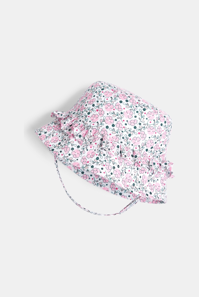 Chapeau de soleil volanté fleuri bébé fille 1