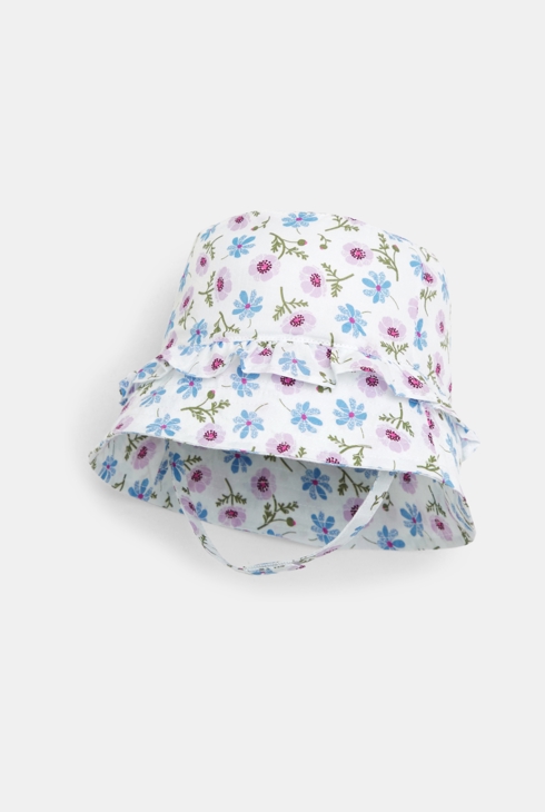 Chapeau de soleil volanté fleuri bébé fille 1