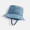 Chapeau de soleil cloche denim bleu bébé fille