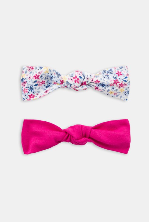 Headband nœud fleuri rose bébé fille (lot de 2) 1