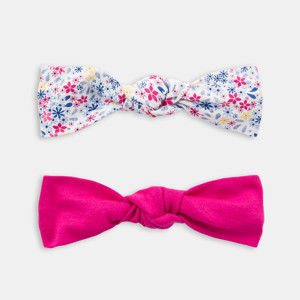 Headband nœud fleuri rose bébé fille (lot de 2)