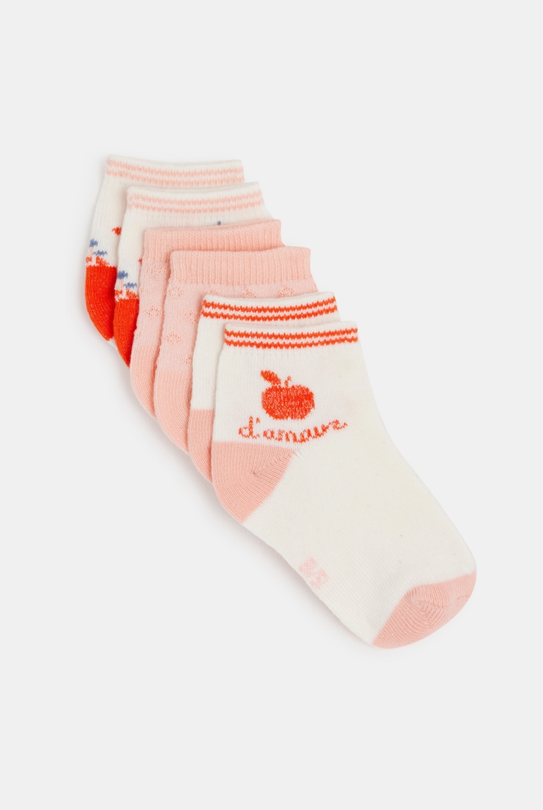Chaussettes basses fruits rose bébé fille (lot de 3) 1