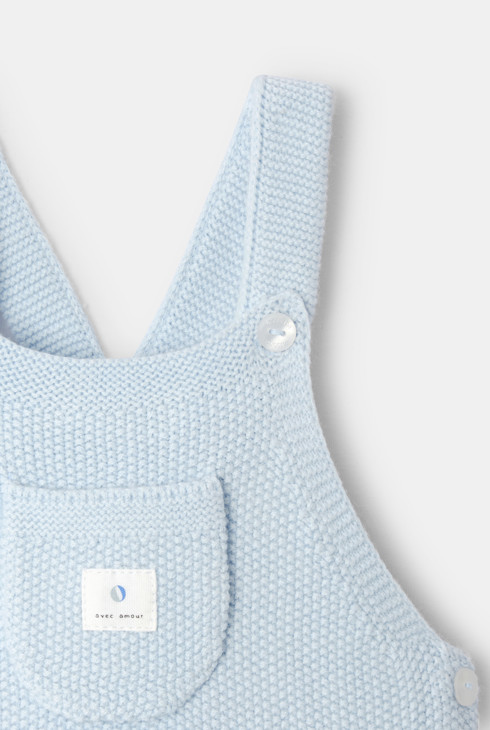 Salopette tricot bleu bébé garçon 2
