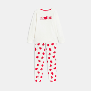 Witte pyjama met hartmotiefje voor meisjes 1