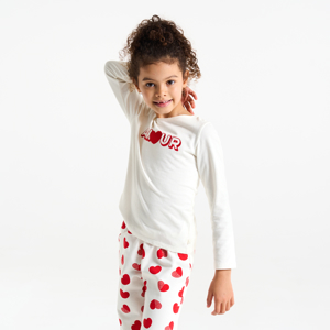 Pyjama motif cœur blanc Fille 1