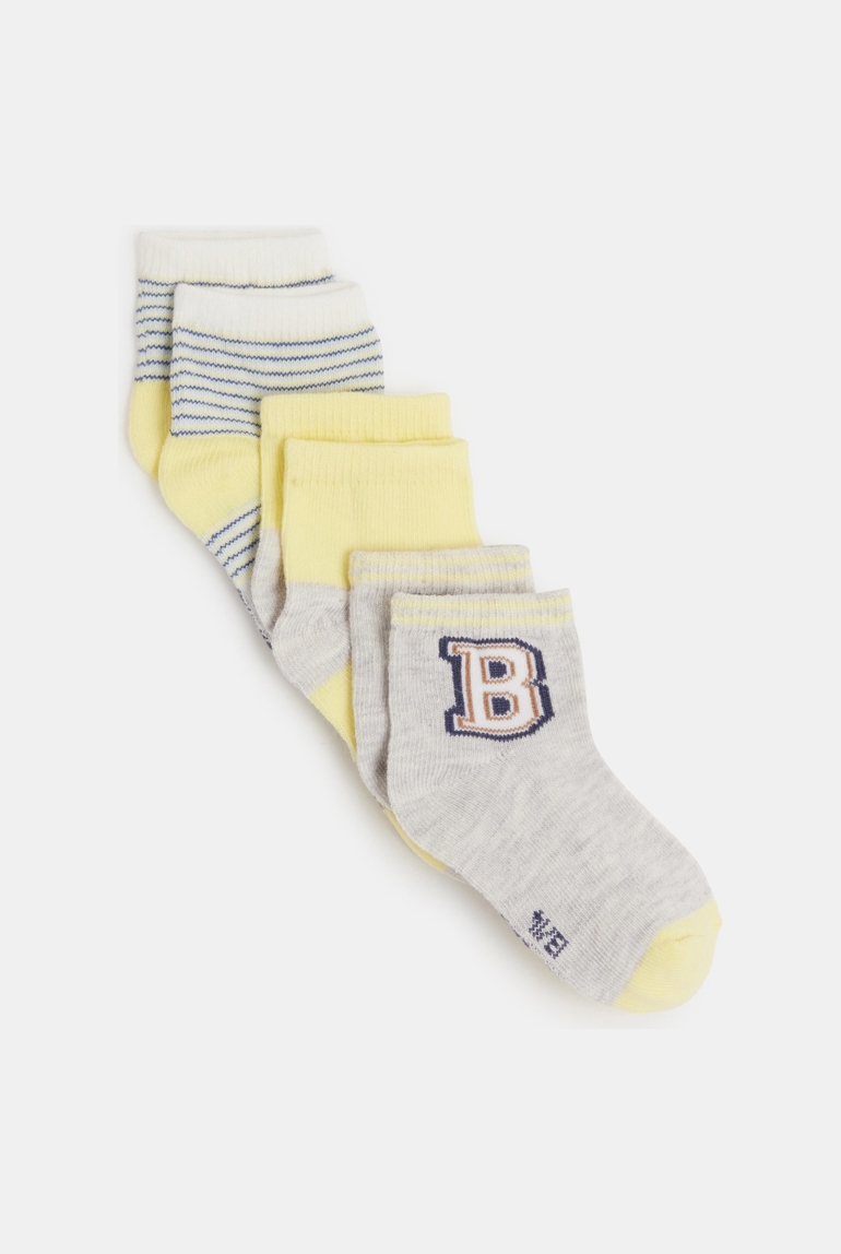 Chaussettes basses jacquard chiné gris bébé garçon (lot de 3) 1
