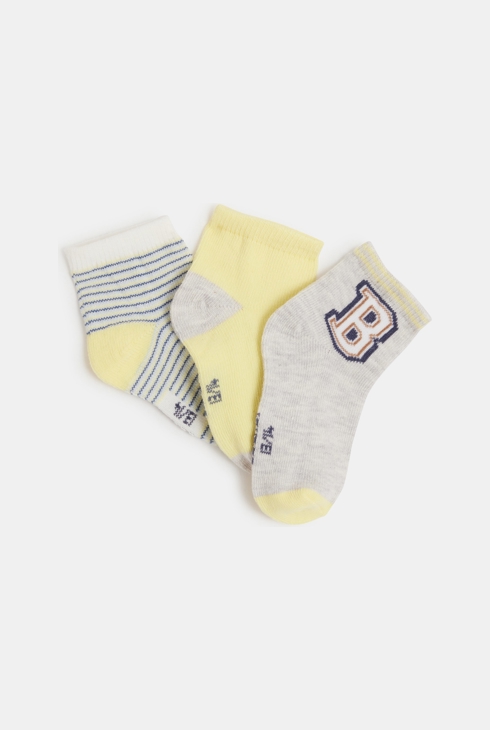 Chaussettes basses jacquard chiné gris bébé garçon (lot de 3)