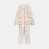 Pyjama 2 pièces en jersey fleuri orange Fille